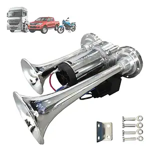Buzina 2 Cornetas Caminhão Trem 12v C/ Compressor E Rele