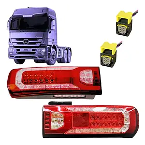 2 Lanternas Traseiras Actros Led Com Chicote 12v 24v (par)