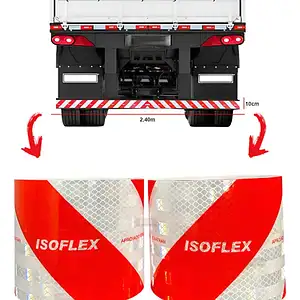 Faixa Refletiva Para-choque Caminhão 2,40m Ld Le Isoflex Cor Vermelho Listrado