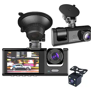 3 Lentes De Câmera Dvr De Carro Dash De 3 Canais Hd 1080