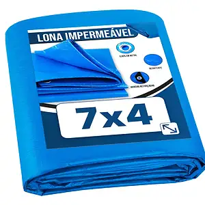 Lona Plástica De Proteção Cobertura Impermeável Azul 7x4 Mts