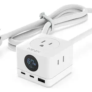 Carregador Minix 67w Usb C Com 3 Tomadas E Cabo De 5 Pés Par