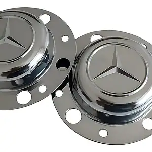 2 Sobre Tampa Cromada Cubo Dianteiro Mercedes Mb Atego