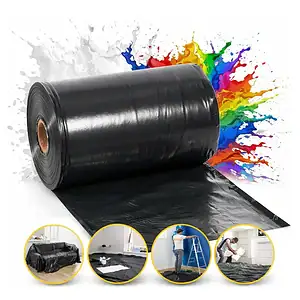 Rolo Lona Plástica Preta Bobina 4x100 Construção E Pintura