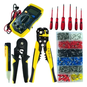Alicate Crimpar Prensa Terminal Decapador Desencapador Fios 1200 Terminais Ilhós Tubular Chaves Isoladas Kit Eletricista Profissional Ferramentas Cietec