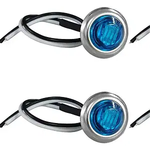 Kit 4 Luzes De Cortesia Com Moldura Em Inox Led Azul 12v