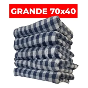 Kit C/ 10 Pano Para Limpeza Grande Xadrez 70x40cm Azul Pacote