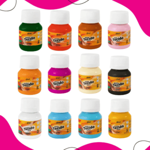Kit 12 Tintas Para Tecido Cores Para Pintar Roupas Artesanato Diy Pintura Manual Camisetas Algodão Personalização Criativa Tinta Tecido Alta Cobertura Secagem Rápida Uso Artístico Escolar