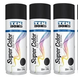Kit 6 Tintas Spray Preto Fosco 350ml Tekbond