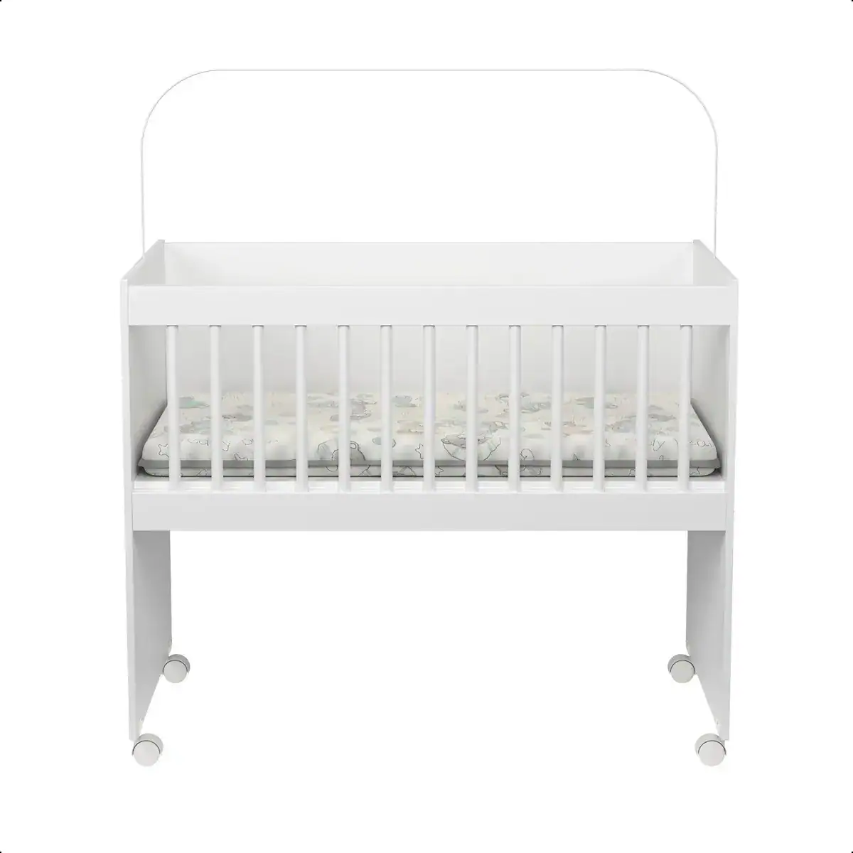Mini Berço Moisés Multifuncional 100% Mdf Com Colchão Branco Desenho Ursos - Imagem 2