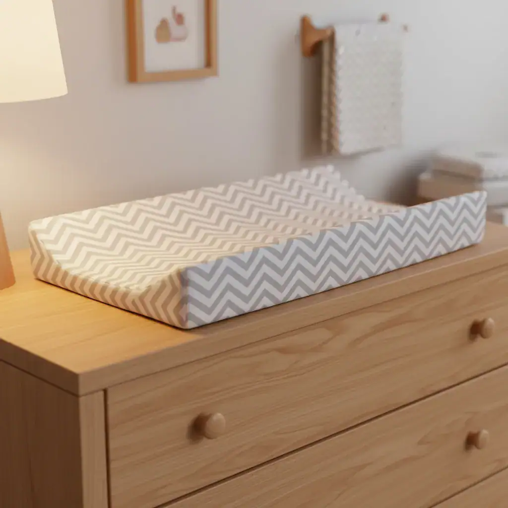 Trocador De Bebe Americano Chevron Cinza Cinza Chevron