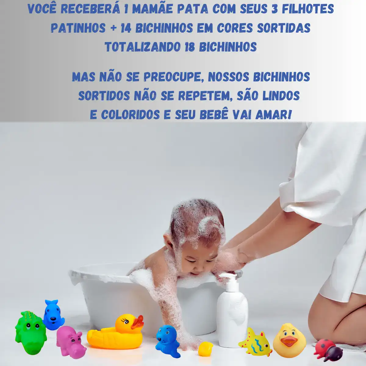 18 Brinquedos Banho Divertido Bebê Bichinhos De Vinil Macio - Imagem 2