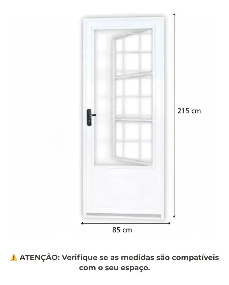 Porta De Aço Postigo 215x85cm Com Grade Quadrada Minas Sul - Imagem 2