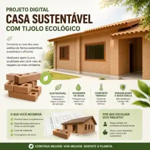Projeto Digital Casa Sustentável Com Tijolo Ecológico