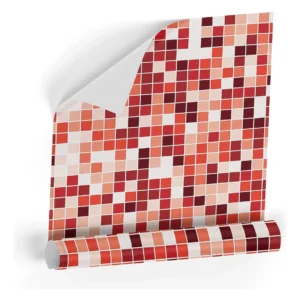 Papel De Parede Adesivo Azulejo Pastilha Vermelho Sala 2,5m
