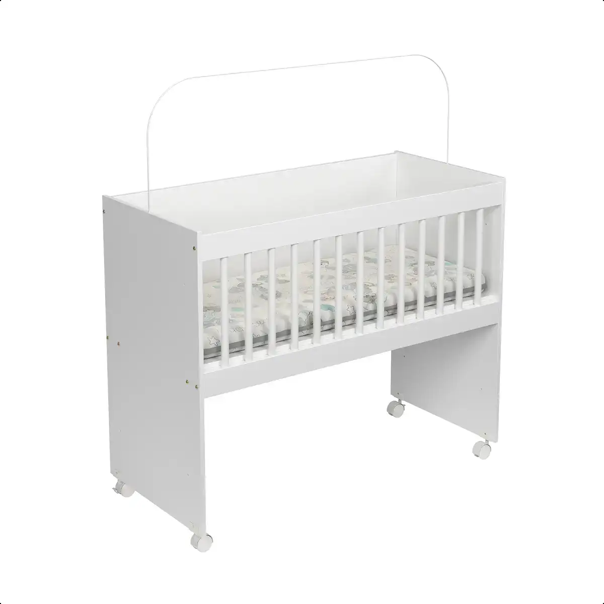 Mini Berço Moisés Multifuncional 100% Mdf Com Colchão Branco Desenho Ursos - Imagem 5