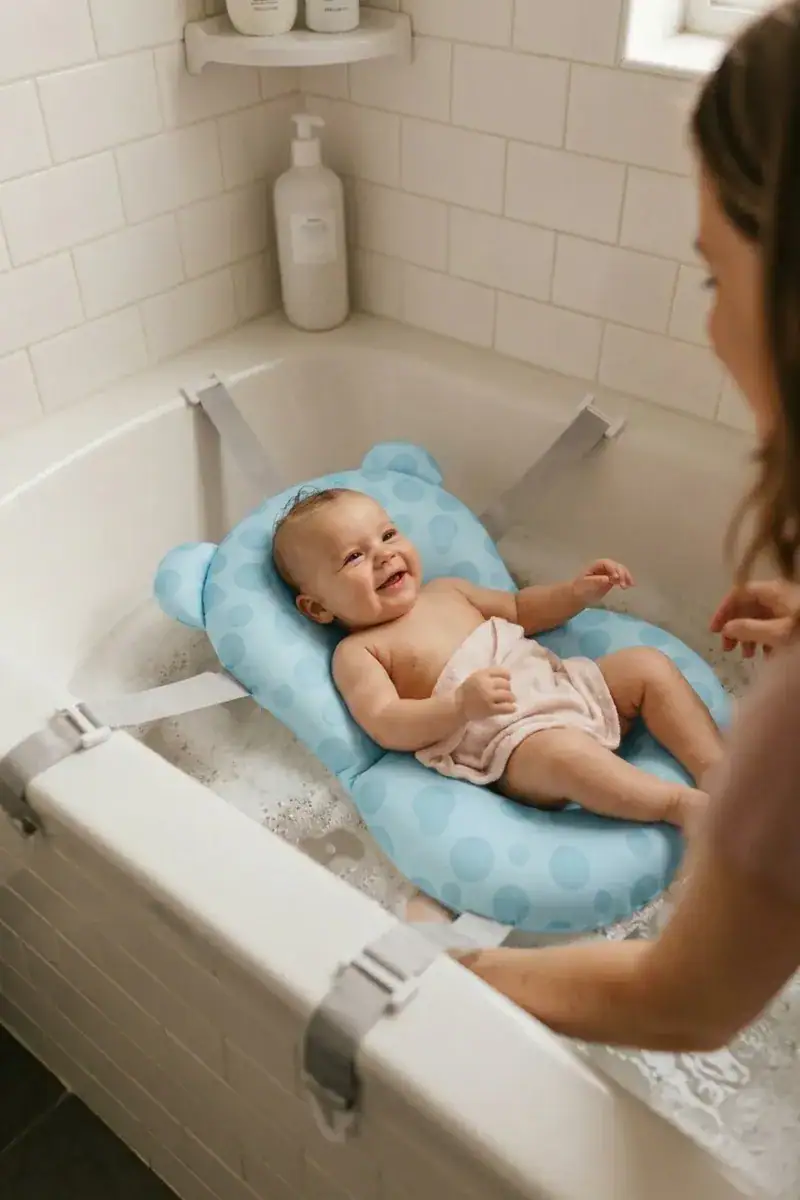 Almofada De Banho Para Bebê Com Suporte De Cabeça E Cintas A - Imagem 2
