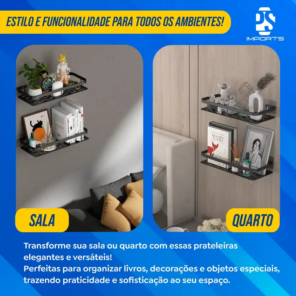 Kit 2 Suporte Porta Shampoo Sabonete Banheiro Adesivo Parede - Imagem 2