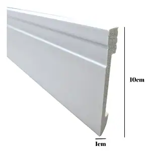 Rodapé 10cm Poliestireno Frisado Slim - Kit Com 8 Metros