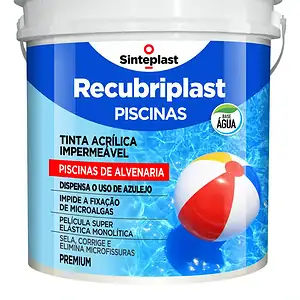 Tinta Piscina Impermeabilizante Azul Base Água Recubriplast 10L Acrílica Rendimento Elevado Alta Aderência Superfície Submersa Revestimento Alvenaria Resistente Cloro Sol Intempéries
