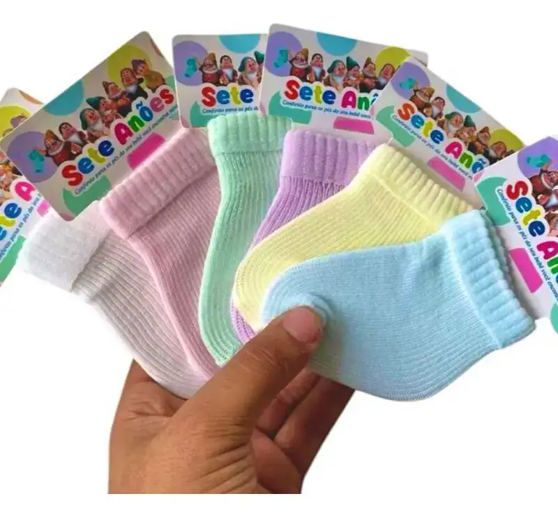 Kit 12 Pares Meia Bebê Rn Enxoval Saída Maternidade - Imagem 2