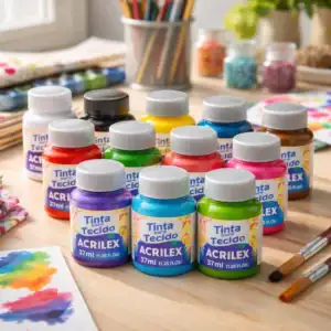 Kit Tinta Para Tecido Fosca Acrilex 12 Cores 37ml Artesanato