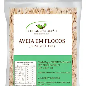 Aveia Em Flocos Premium 1kg Sem Glúten Cerealista Galvão