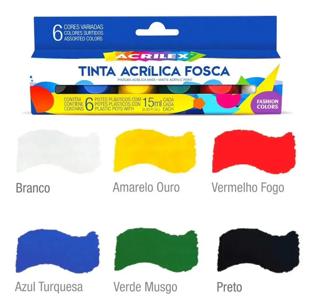 Tinta Acrílica Fosca Art Teen 6 Potes 03506 Acrilex - Imagem 2