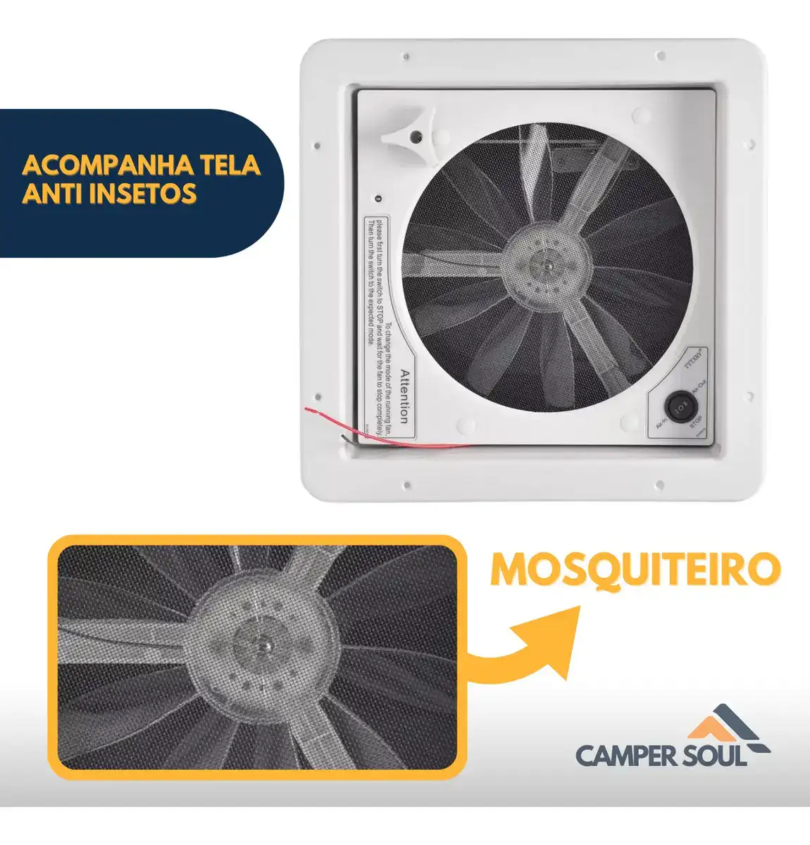 Claraboia Exaustor Ventilador Mosquiteiro Motorhome Trailer - Imagem 3