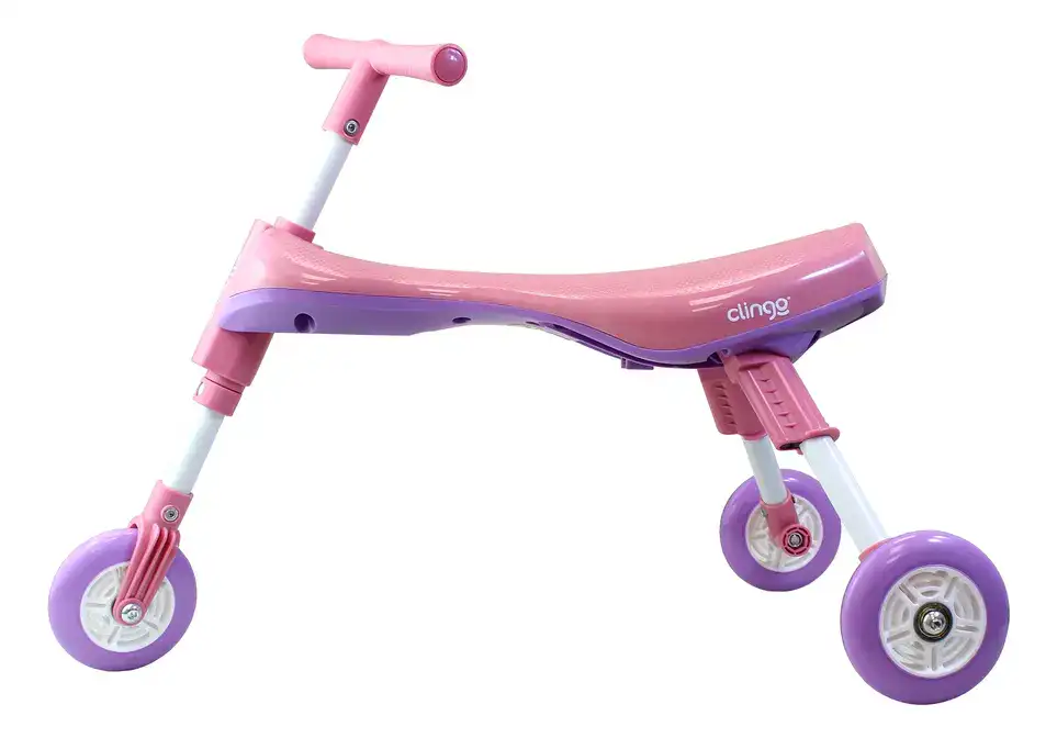 Triciclo Infantil Dobrável Rosa E Lilás - Clingo