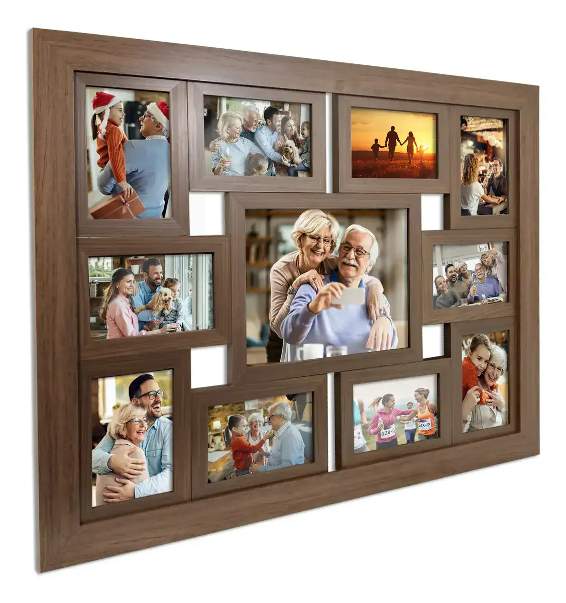 Painel Quadro Multifotos Com Vidro Grande P/ 11 Fotos Parede