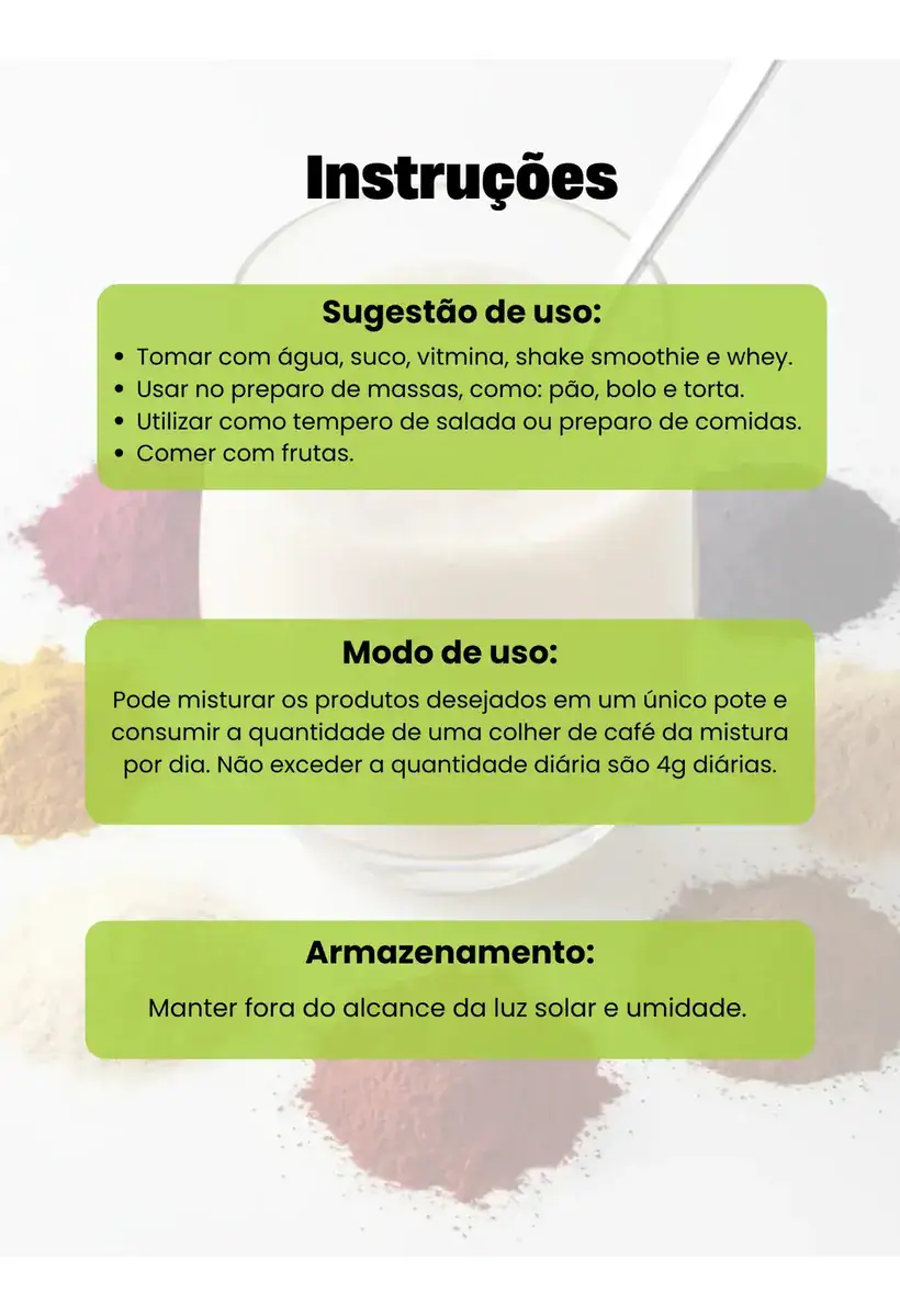 Kit 12 Farinhas Naturais Em Pó (100g Cada) - Imagem 3