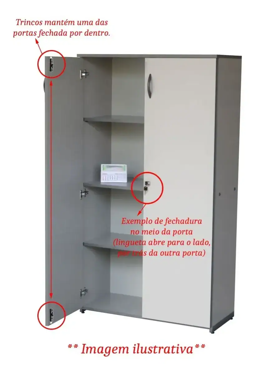 Kit 2 Fechaduras + 2 Trincos Portas Armario Guarda Roupa - Imagem 2