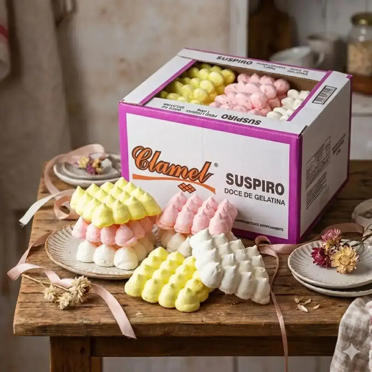 Doce Infância Suspiro Quadrado Sortido Clamel Cx. C/50 Unid. - Imagem 4