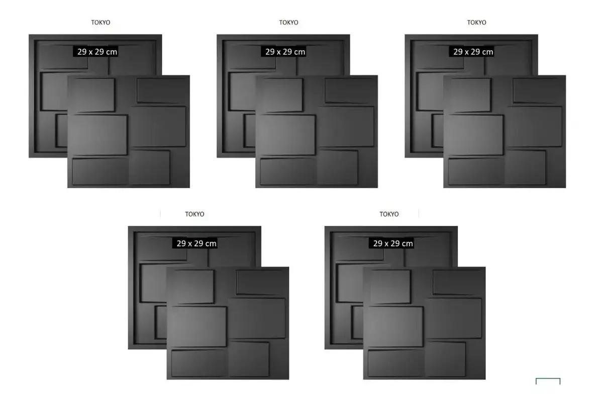 5 Formas Para Gesso - Faz Placa Gesso - 29x29cm - Kit Tokyo Preta