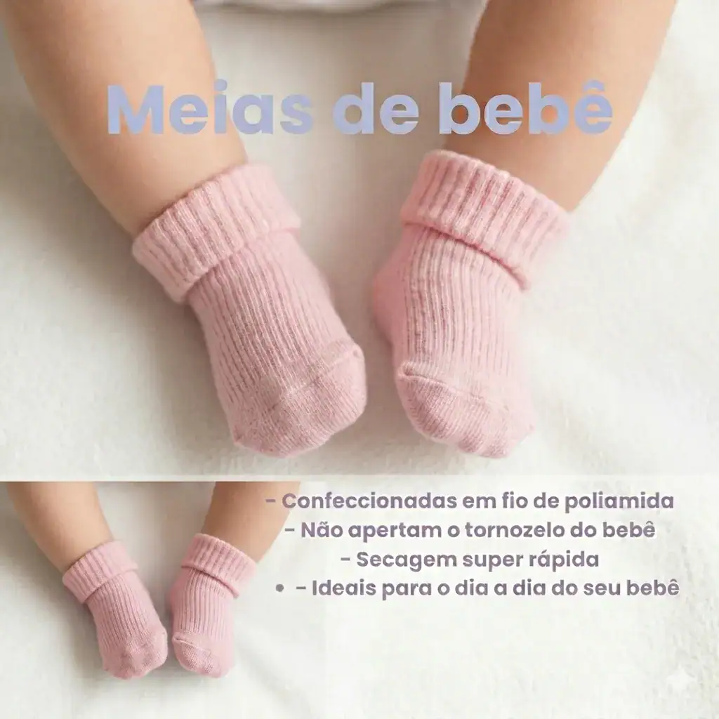 Kit 12 Pares Meia Bebê Rn Enxoval Saída Maternidade - Imagem 4