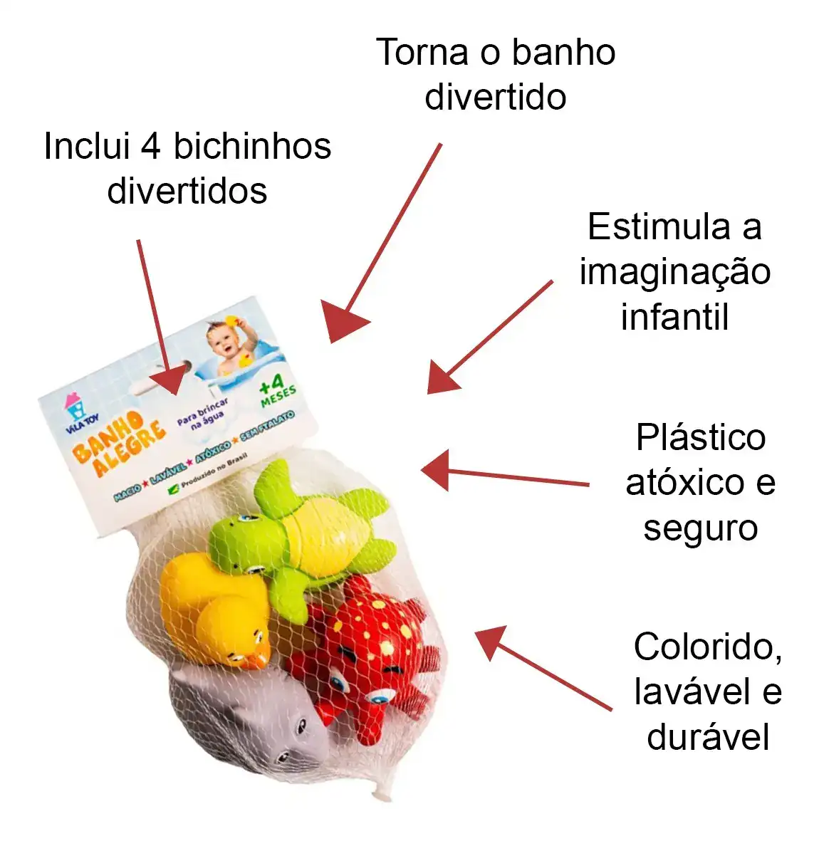 1 Kit Bebê Brinquedos Para Banho Vila Toy