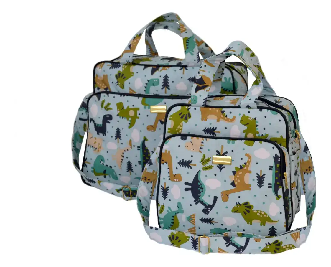 Kit Bolsa Maternidade Mala Bebê Enxoval Dinossauro 2 Pçs_