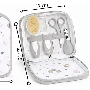 Kit Higiene Bebê Unha C/ Estojo 5pçs Escova Pente Cortador