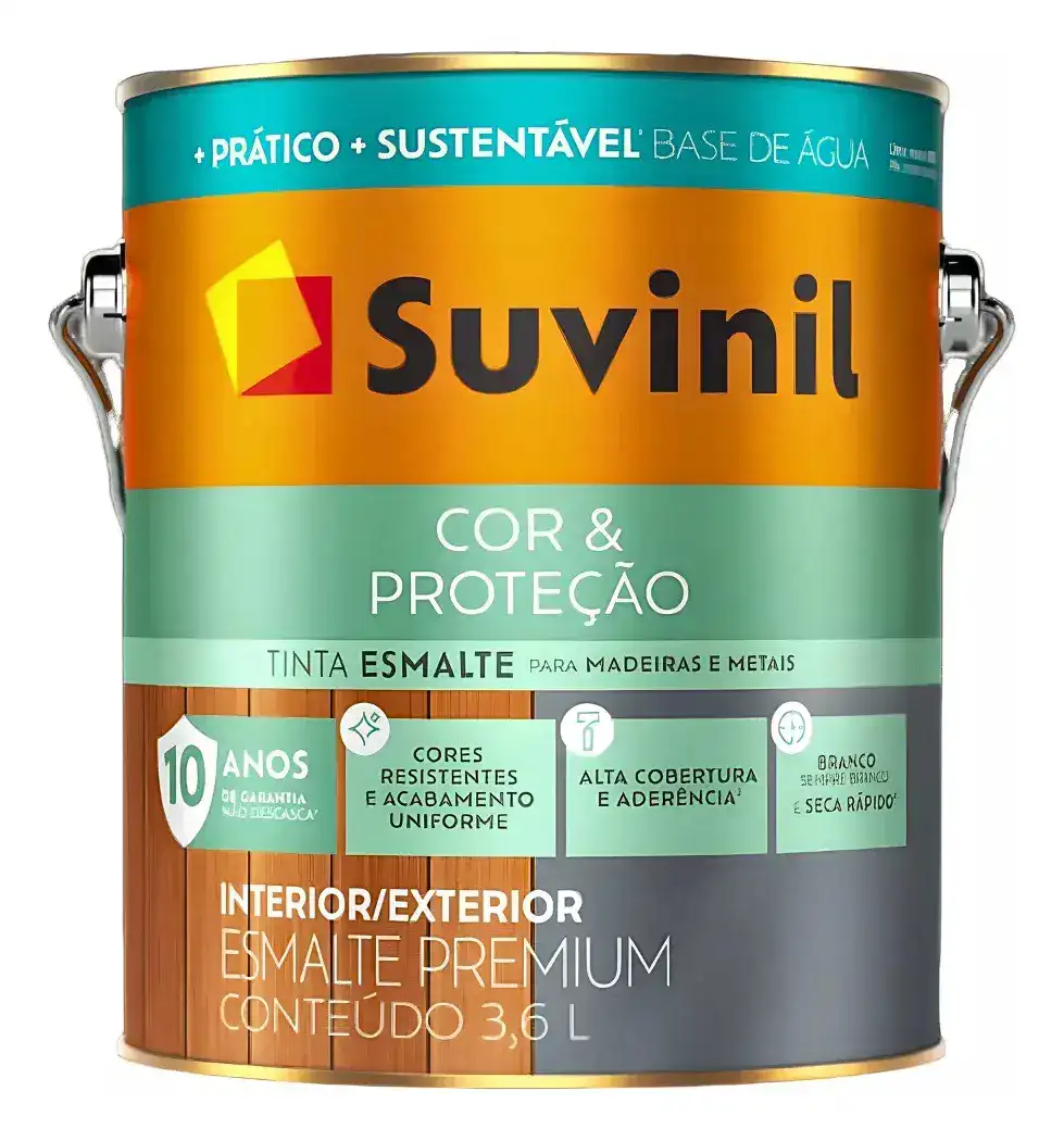 Tinta Esmalte Suvinil Preto Fosco 3,6L Base Água Madeiras Metais
