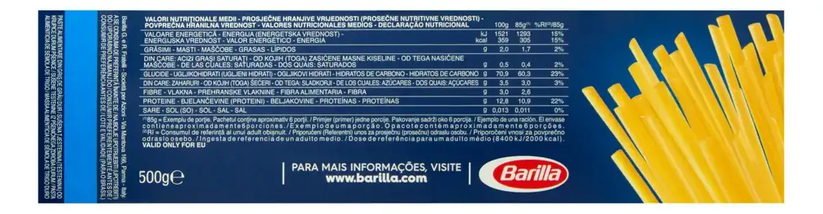 Macarrão de Sêmola de Grano Duro Linguine Bavette 13 Barilla Caixa 500g - Imagem 5