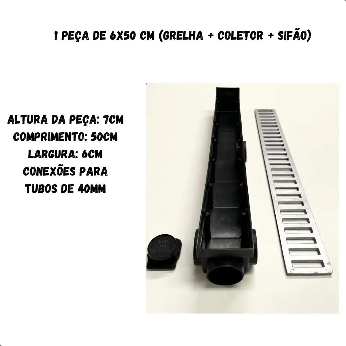 1 Metro Ralo Linear Sifonado Pluvial C Grelha Alumínio - Imagem 7