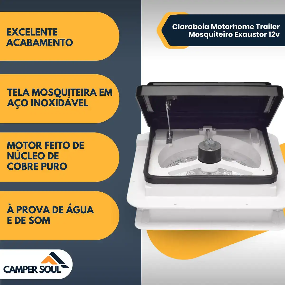 Claraboia Exaustor Ventilador Mosquiteiro Motorhome Trailer