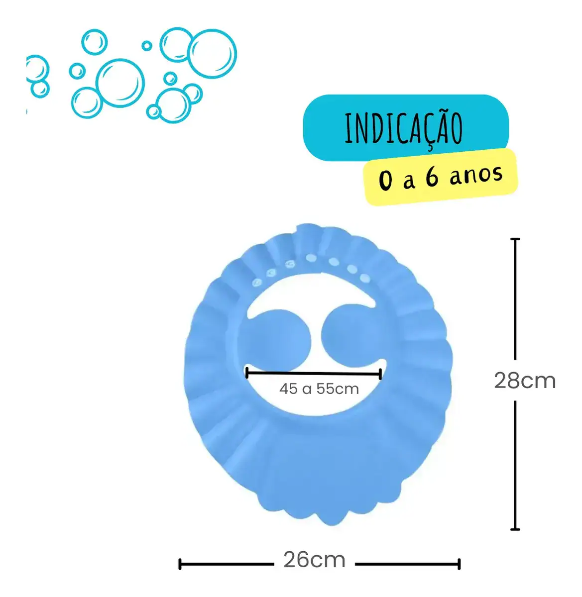 Viseira Banho Infantil Proteção Água Olhos Ouvidos Chapéu - Imagem 3
