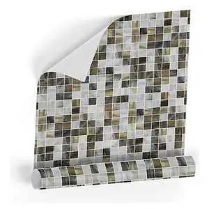 Papel De Parede Adesivo Azulejo Pastilha Marrom Cozinha 2,5m