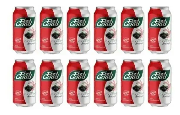Chá Vermelho Amora Feel Good Pronto para Beber Lata 330ml Kit c/ 12