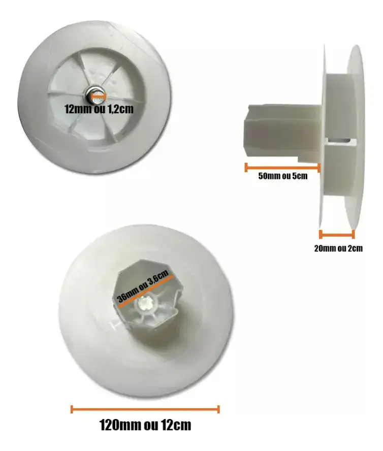 Enrolador Fita Polia Oitavado 120mm + Ponteira Oitavada