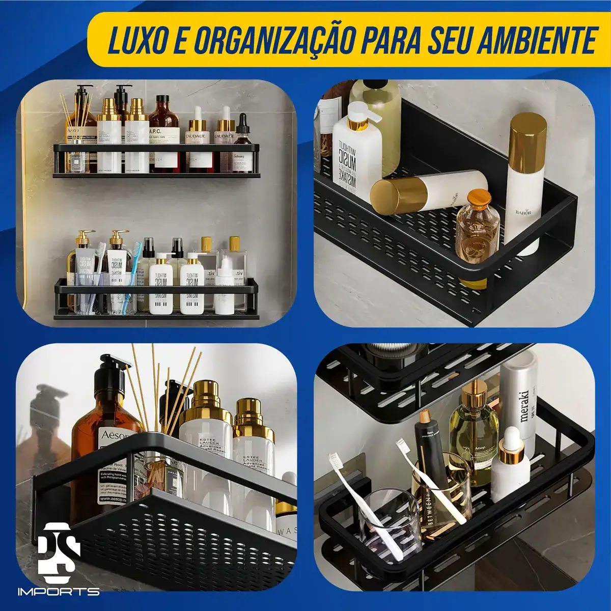 Kit 2 Suporte Porta Shampoo Sabonete Banheiro Adesivo Parede - Imagem 5