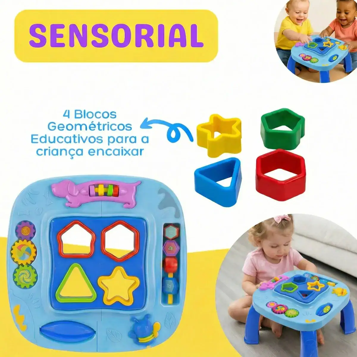 Mesa Infantil Mesinha Didática Divertida Brinquedo Crianças Educacional Bebê Atividades De Montar Interativa Educativa Clube Educativo Azul