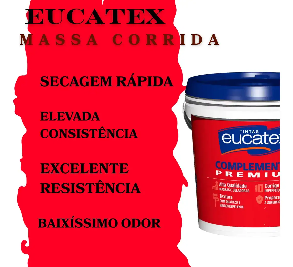 Eucatex Massa Corrida Premium 1,450kg Acabamento Liso